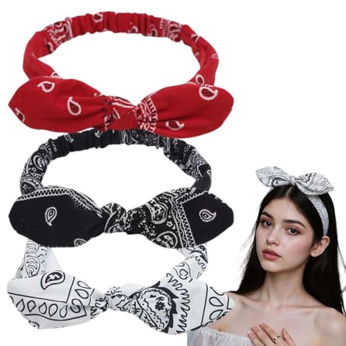 3 Stück Haarband Dehnbar Damen Stirnband Stirnbänder Haarschleife Haarbänder Kopftuch Damen Kopftuch Boho Stirnband Print Haarschmuck von BIVBWQU