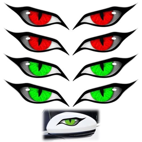 4 Paar Evil Eyes mit Iris Vinyl Drohne Motorrad Helm Auto Aufkleber Sticker Motorrad Aufkleber, Motorradhelm Aufkleber, Augen Aufkleber von BIVBWQU
