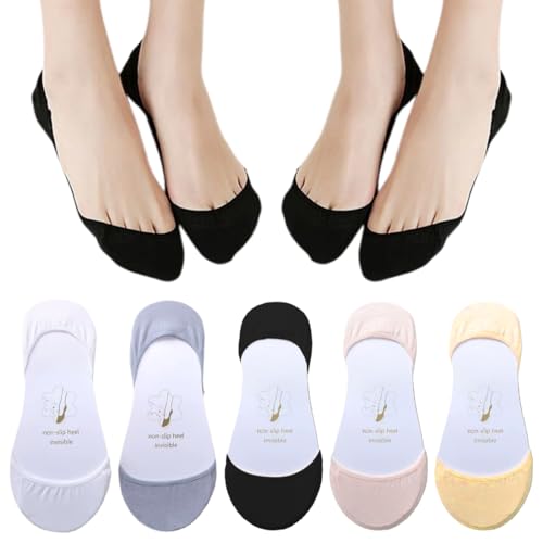 5 Paar Füßlinge Ballerina Socken Damen Atmungsaktiv Füsslinge, Ballerina Sneaker Socken mit Rutschfest Silikon für Damen, Unsichtbare Atmungsaktiv Halbsocken von BIVBWQU