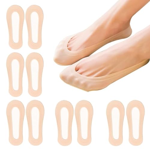 5 Paar Füsslinge Damen, Ballerina Socken, Rutschfest Silikon Füsslinge, Unsichtbare Atmungsaktive Halbe Sock Nicht, Auslaufen Sock Für Frauen, Sneakersocken Für Damen von BIVBWQU
