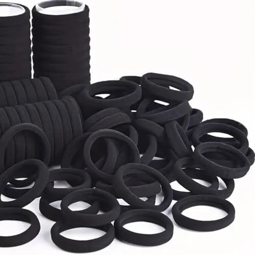50 Haargummis Zopfgummis Schwarz Gummibänder Haarbänder Extra Elastisch & Starker Halt Haargummi Haarband für Mädchen Mann Frauen von BIVBWQU