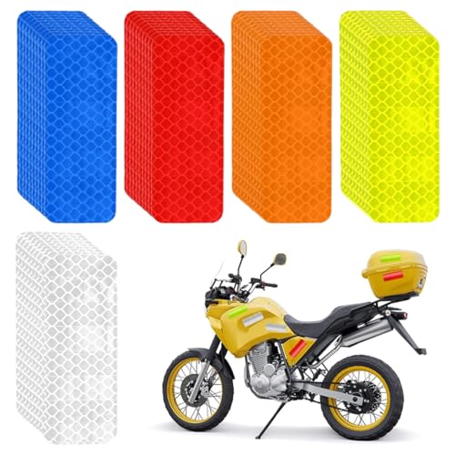 50 Stück Reflektoren Aufkleber Reflektierendes Klebeband Selbstklebend für Motorrad Fahrzeug Auto Fahrrad Helm Schutzhelm, Hohe Sichtbarkeit Fluoreszierendes Wasserdicht Reflektorband von BIVBWQU