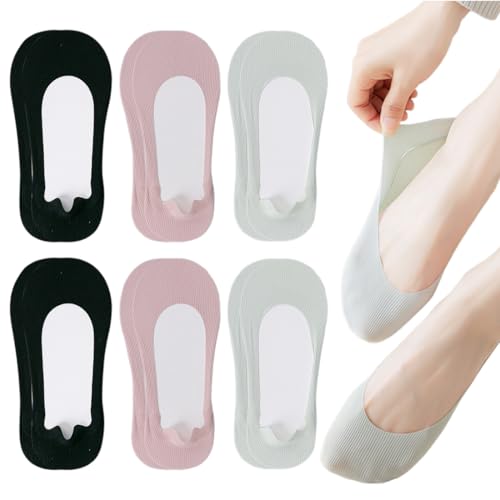 6 Paar Füßlinge Ballerina Socken Damen Atmungsaktiv Füsslinge, Ballerina Sneaker Socken mit Rutschfest Silikon für Damen, Unsichtbare Atmungsaktiv Halbsocken von BIVBWQU