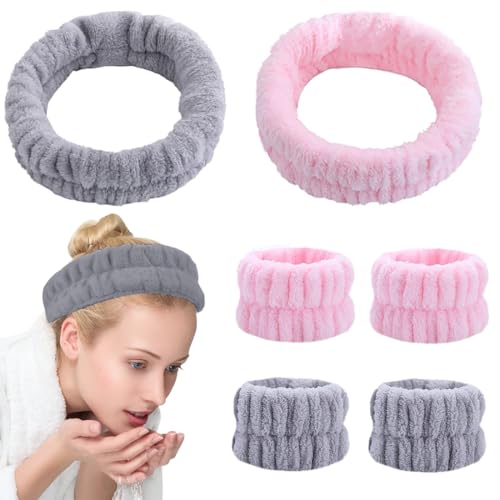 6 Stück Spa Gesicht Stirnband Handgelenk Waschbänder Set Weiches Makeup Haarband Elastisch Makeup Haarband Schweissband zum Schminken und Waschen Gesicht Frauen Spa Yoga Dusche von BIVBWQU