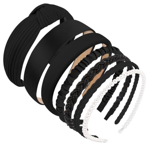 7 Stück Haarreifen Set Damen, Verschiedene Modelle, Perlen Stirnbänder, Stirnbänd Kunststoff Haarreif Stirnbänder Haarband von BIVBWQU