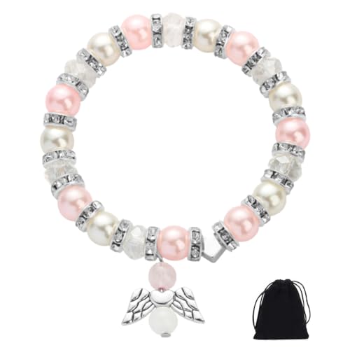 Schutzengel Armband Mädchen Geschenk Engel Glücksbringer Armband Elastisches Perlenarmband Kinderarmband von BIVBWQU