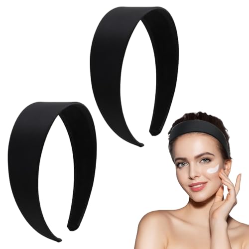 2 PCS 4cm Breiter Haarreif, Haarreifen Damen Breite, Schwarz, Klassisches Basic Schwarz Band Haarband für Damen, Vielseitiges Stirnband aus Material, Elegantes Accessoire für Jeden Anlass von BIVOFU