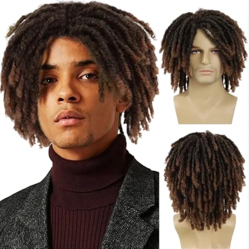 Perücke Synthetische kurze geflochtene Perücke für Männer, Perücke, Afro-Bob, Ombre, Braun, Häkel-Twist-Haar, Dreadlock-Perücke, natürliche Dreads-Perücke, Rasta Perücke Synthetische kurze geflochtene Perücke für Männer, Perücke, Afro-Bob, Ombre, Braun, Häkel-Twist-Haar, Dreadlock-Perücke, natürliche Dreads-Perücke, Rasta von BIVVI