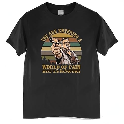 Summer Cloth Mens Summer Tshirt Vintage The Big Lebowski T-Shirt Walter Sobchak T Shirt You Are Entering A World of Pain Black L von BIYAN