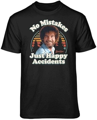 Teelocity-Bob-Ross-No-Mistakes-Just-Happy-Accidents Retro Graphic T-Shirt Black von BIYAN