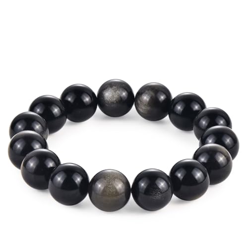 BIYONGDE Herren-Perlenarmband mit Tigerauge, groß, 14 mm, natürliche Edelsteinperlen, dehnbar, klobig und männlich aussehend, One Size, Tigerauge-Perlen, Schwarzer Obsidain BIYONGDE Herren-Perlenarmband mit Tigerauge, groß, 14 mm, natürliche Edelsteinperlen, dehnbar, klobig und männlich aussehend, One Size, Tigerauge-Perlen, Schwarzer Obsidain von BIYONGDE