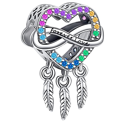 BIZK Damen Bunter Traumfänger Charm Anhänger für Armband 925 Sterling Silber Charm Bead Pendant für Europäische Armbänder und Halsketten (Bunter Traumfänger) von BIZK