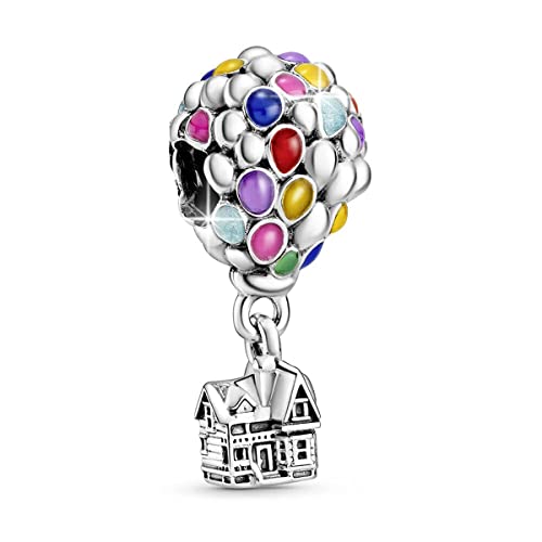 BIZK Haus & Luftballons Charm Anhänger für Armband 925 Sterling Silber Charm Bead Pendant für Europäische Armbänder und Halsketten (Haus & Luftballons) von BIZK