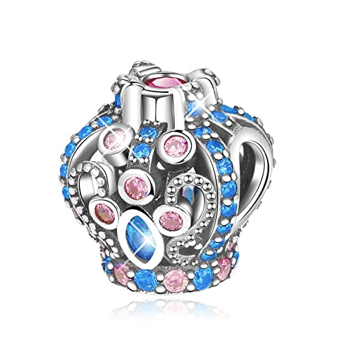 BIZK Damen Prinzessin Krone Charm Anhänger für Armband 925 Sterling Silber Charm Bead Pendant für Europäische Armbänder und Halsketten (Prinzessin Krone) von BIZK