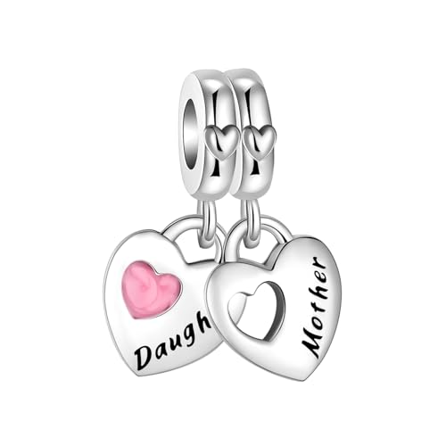 BIZK Doppeltes Herz Charm-Anhänger für Armband 925 Sterling Silber Charm Bead Pendant für Europäische Armbänder und Halsketten von BIZK