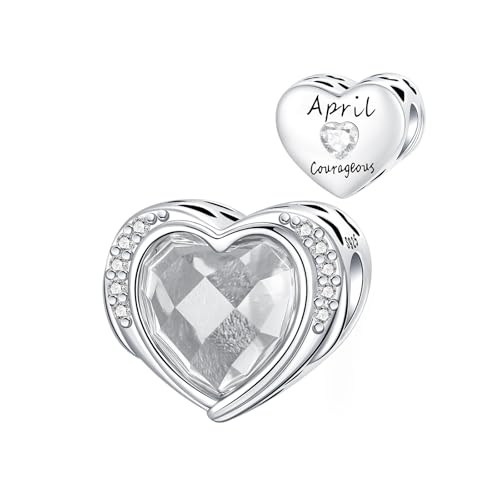 BIZK Geburtsstein Charms mit 5A Cubic Zirkonia for Pandora Charm 925 Sterling Silber Geburtstag Bead Charm (April) von BIZK