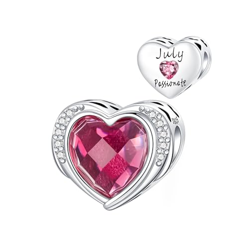 BIZK Geburtsstein Charms mit 5A Cubic Zirkonia for Pandora Charm 925 Sterling Silber Geburtstag Bead Charm (Juli) von BIZK