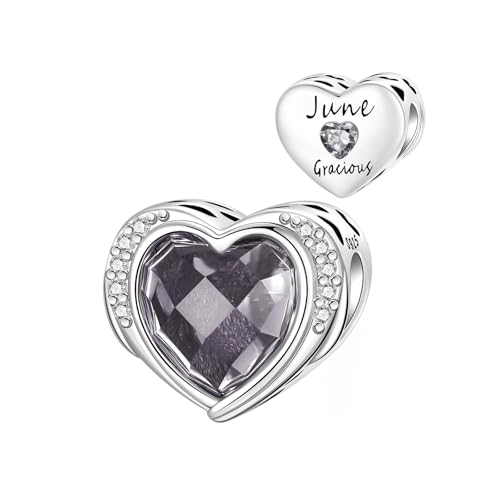 BIZK Geburtsstein Charms mit 5A Cubic Zirkonia for Pandora Charm 925 Sterling Silber Geburtstag Bead Charm (Juni) von BIZK