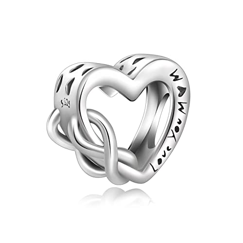 BIZK Ich liebe Dich Mutter Charm Anhänger für Armband 925 Sterling Silber Charm Bead Pendant Rosegold für Europäische Armbänder und Halsketten von BIZK