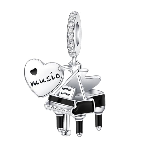 BIZK Klavier Charm-Anhänger für Armband 925 Sterling Silber Charm Bead Pendant für Europäische Armbänder und Halsketten von BIZK