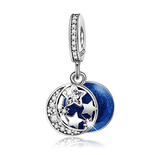BIZK Blauer Traumfänger Charm Anhänger für Armband 925 Sterling Silber Charm Bead Pendant Rosegold für Europäische Armbänder und Halsketten (Blauer Traumfänger) von BIZK