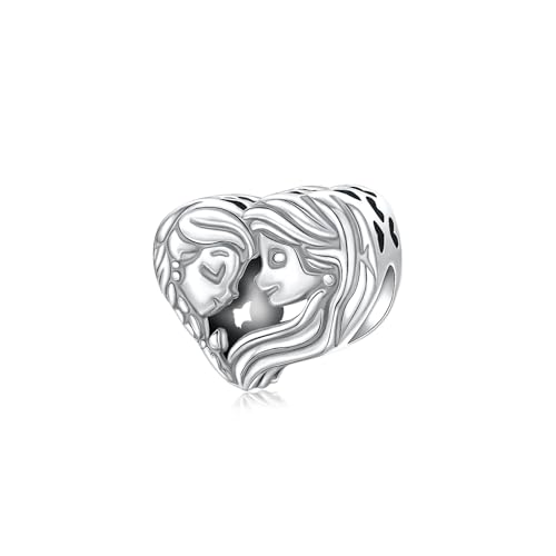 BIZK Mutter und Tochter Charm Anhänger für Armband 925 Sterling Silber Charm Bead Pendant für Europäische Armbänder und Halsketten von BIZK