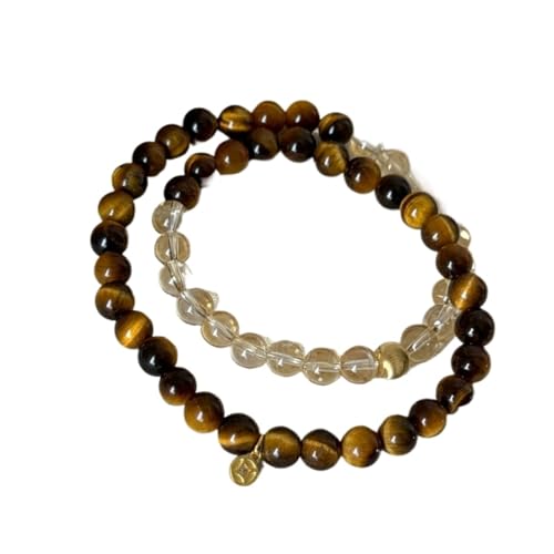 BIZTTLOG Leichtes luxuriöses Armband aus blauem Tigerauge-Kristall, natürlicher stapelbarer Perlenschmuck, geeignet for den täglichen Gebrauch, Stretch-Armband for Frauen(Browna) von BIZTTLOG