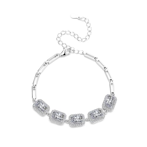 BIZTTLOG Luxuriöses Moissanit-Armband for Frauen, Sterlingsilber-Hochzeitsschmuck-Geschenk, Klassische Funkelnde Diamant-Halskette als Alternative for Ehefrau und Verlobte BIZTTLOG Luxuriöses Moissanit-Armband for Frauen, Sterlingsilber-Hochzeitsschmuck-Geschenk, Klassische Funkelnde Diamant-Halskette als Alternative for Ehefrau und Verlobte von BIZTTLOG