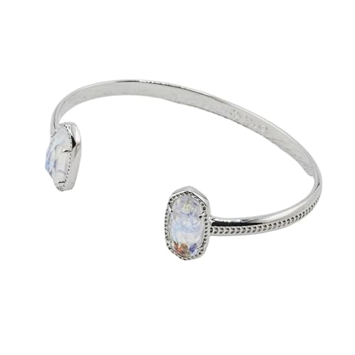 BIZTTLOG Ovales Edelsteinarmband for Damen – Metallarmband mit bunten Edelsteinen, schlichtes Schmuckgeschenk(Silver) von BIZTTLOG