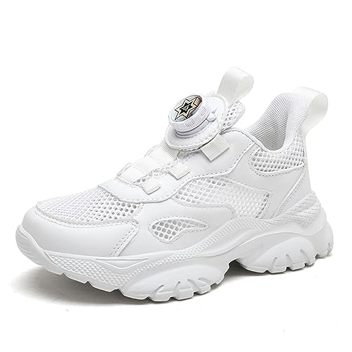 BIackPig Kinder Turnschuhe Jungen Mädchen Leicht Klettverschluss Sportschuhe Atmungsaktiv Mesh Sneakers Freizeit Schuhe weiß 36 EU von BIackPig