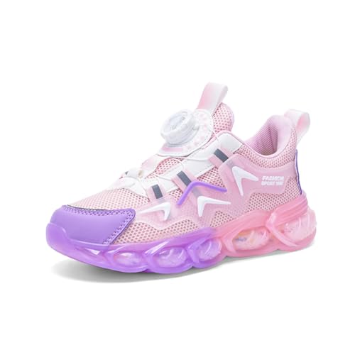 BIackPig Kinderschuhe Atmungsaktiv Jungen Mädchen Turnschuhe Sportschuhe Laufschuhe mit Klettverschluss und rutschfest Leicht Halle Sohles Rosa 36EU von BIackPig