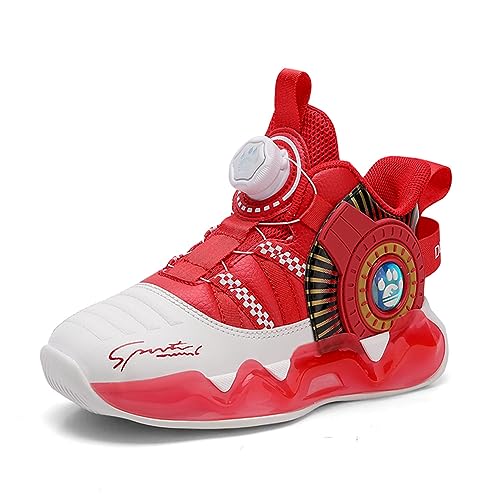 BIackPig Kinderschuhe Atmungsaktiv Jungen Sportschuhe Mädchen Turnschuhe Laufschuhe mit Klettverschluss und rutschfest Leicht Halle Sohle rot 38 EU von BIackPig