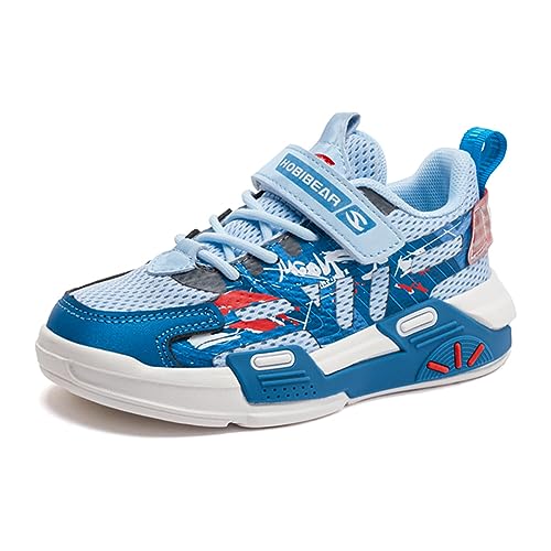 BIackPig Kinderschuhe Atmungsaktiv Jungen Sportschuhe Mädchen Turnschuhe Laufschuhe mit Klettverschluss und rutschfest Sohle blau 37 EU von BIackPig