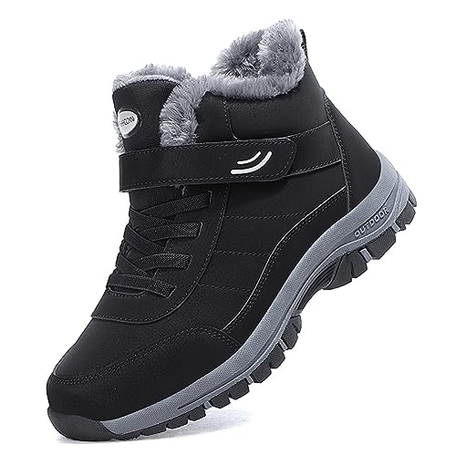 BIackPig Schneeschuhe Unisex Winterschuhe Winterstiefel mit Warm Gefüttert Schwarz 40EU von BIackPig