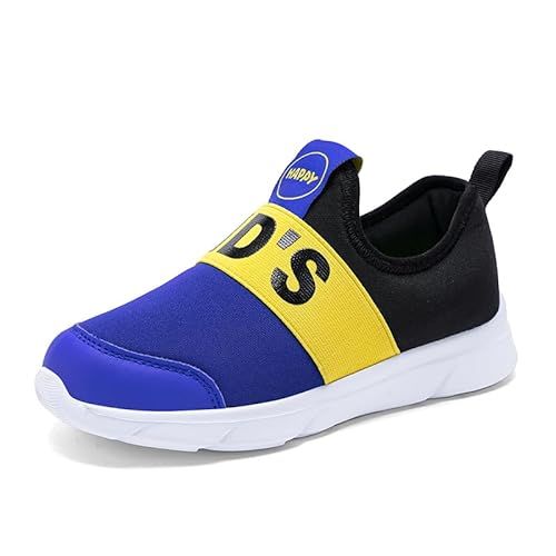 BIackPig Segeltuchschuhe Kind Sneaker Junge Laufschuhe Turnschuhe Mädchen Sportschuhe rutschfeste Freizeitschuhe Straßenlaufschuhe Schwarz Königsblau 32 EU von BIackPig