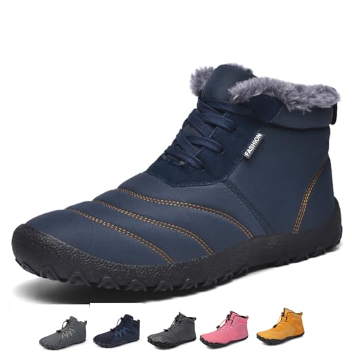 BIackPig Winter Barfußschuhe Damen Herren Wasserdicht Schnell Trocknend Traillaufschuhe Wanderschuhe Zehenschuhe Hohe Warme und rutschfeste Stiefel blau 39EU von BIackPig