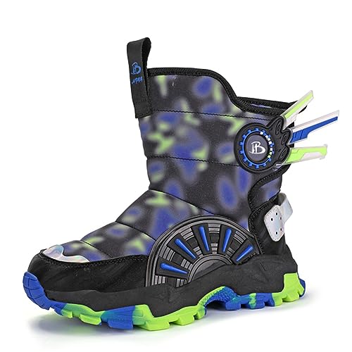 BIackPig Winterstiefel für Mädchen Jungen Winterschuhe Warm Gefüttert Winterboots Outdoor rutschfeste Schneestiefel Kinder blau35 EU von BIackPig