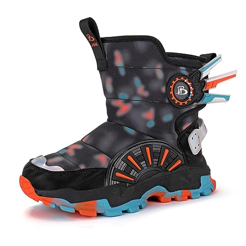 BIackPig Winterstiefel für Mädchen Jungen Winterschuhe Warm Gefüttert Winterboots Outdoor rutschfeste Schneestiefel Kinder orange28 EU von BIackPig