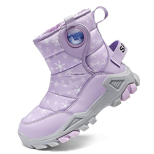 BIackPig Winterstiefel für Mädchen Jungen Winterschuhe Warm Gefüttert Winterboots Outdoor rutschfeste Schneestiefel Kinderlila 29 EU von BIackPig