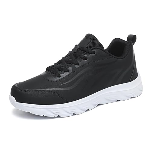 Herren Walkingschuhe Turnschuhe Fitnessstudio Sportschuhe Sneaker Running Tennis Schuhe Freizeit Straßenlaufschuhe Fashion Leichtgewichts Atmungsaktiv Schlüpfen Schuhe36EU-48EU schwarz und weiß 48EU von BIackPig