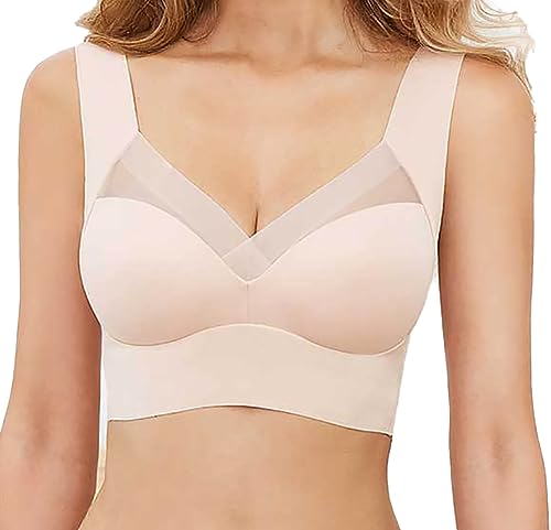 Klassische BHS für Damen, Haltungskorrektur BH, Ohne BüGel Push Up Bra Für Seniorinnen Rosa L von BIackPig