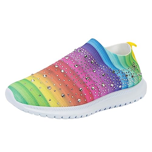 Schuhe Frauen Sneakers Leichte Komfortable TrainerCasual Office Flache Schuhe Regenbogen 35 EU von BIackPig