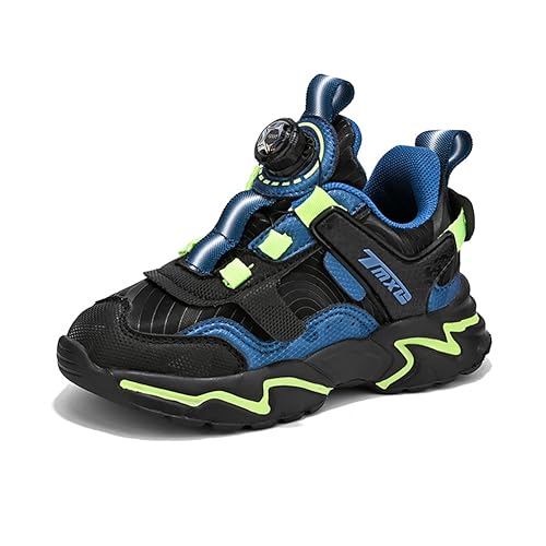 Turnschuhe Jungen Laufschuhe Kinder Sneaker Mädchen Sportschuhe Klettverschluss Trekking Wanderschuhe Tennisschuhe Hallenschuhe Freizeitschuhe Schwarz Blau 34 EU von BIackPig