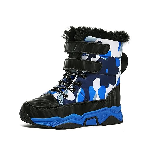 Unisex Kinder Winter Puff Boot Kids Schneestiefel Schwarz Blau 36 EU von BIackPig