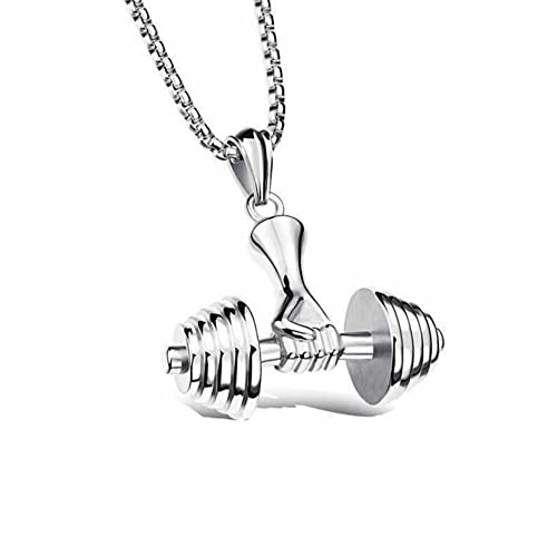 BJH Hantel Herren Halskette mit Anhänger für Schmuck Geschenk (Silber) von BJH