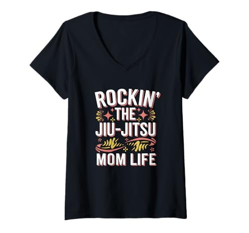 Damen Mat Mama Roll Life Vibes T-Shirt mit V-Ausschnitt Damen Mat Mama Roll Life Vibes T-Shirt mit V-Ausschnitt von BJJ Mama Mattenkraft