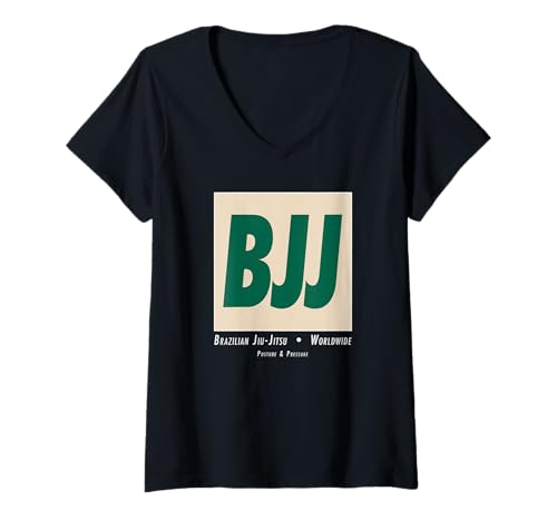Damen BJJ Brazilian Jiu-Jitsu Art für Grappling & MMA T-Shirt mit V-Ausschnitt von BJJ Worldwide Fan Gear