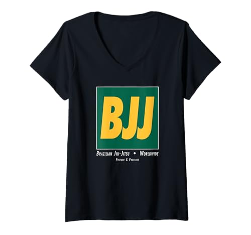 Damen BJJ Brazilian Jiu-Jitsu Art für Grappling & MMA T-Shirt mit V-Ausschnitt von BJJ Worldwide Fan Gear