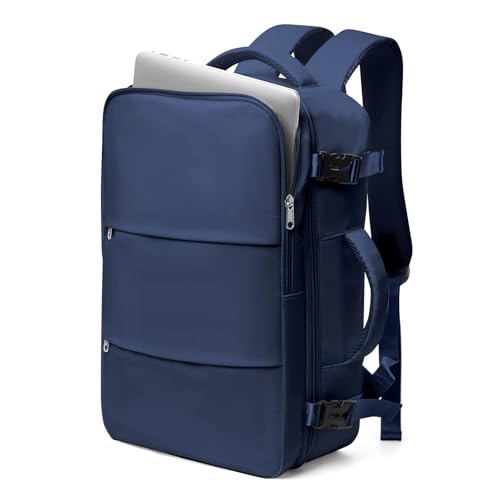 BJLFS Easyjet Handgepäck 45x36x20 Groß Reiserucksack Handgepäck Flugzeug Leichtgewicht Handgepäck Tasche mit Laptopfach für 15.6 Zoll Laptop für Herren Damen Dunkelblau von BJLFS