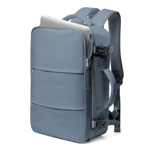 BJLFS Easyjet Handgepäck 45x36x20 Groß Reiserucksack Handgepäck Flugzeug Leichtgewicht Handgepäck Tasche mit Laptopfach für 15.6 Zoll Laptop für Herren Damen Grau Blau von BJLFS